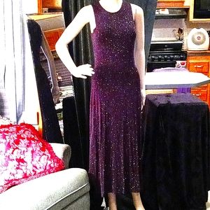 Glam semi sheer pull over fashion dress shimmering stretchy sz s -m